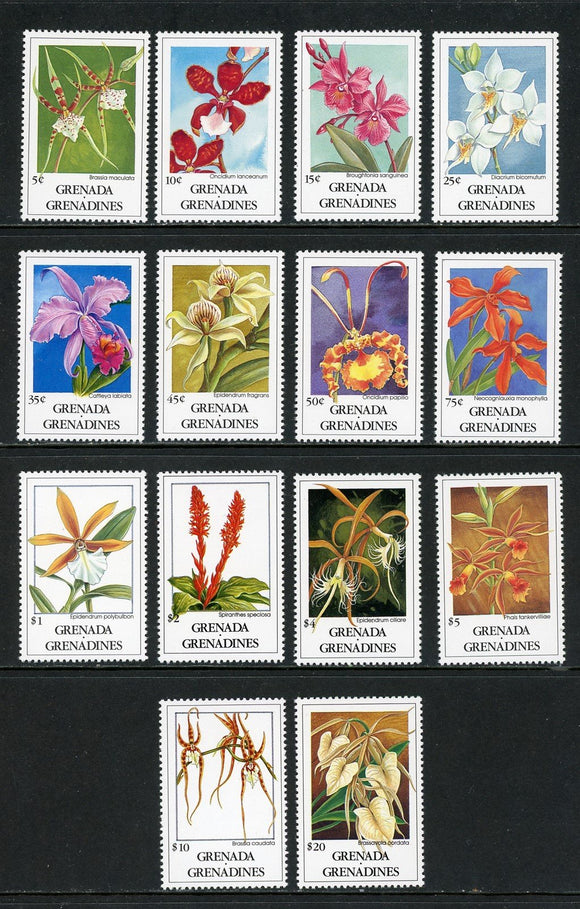 Grenada Grenadines Scott #1256-1269 MNH Flora/Flowers Orchids CV$55+