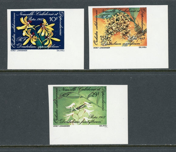 New Caledonia Scott #482A-482C IMPERF MNH Flora/Flowers Orchids $$