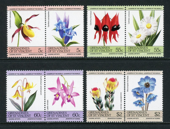 St. Vincent Grenadines Scott #476-479 MNH PAIRS Flora/Flowers Orchids $$