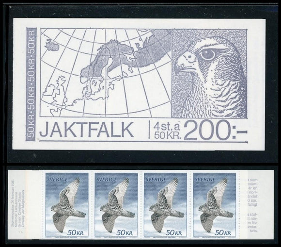 Sweden Scott #1351a MNH BOOKLET Gyrfalcon Bird FAUNA CV$125+ TH-1