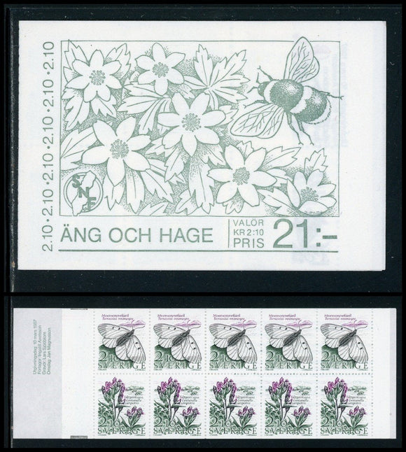 Sweden Scott #1624a MNH BOOKLET Butterflies Flowers Conservation CV$16+ TH-1