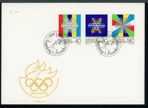 Liechtenstein Scott #772-774 FIRST DAY COVER OLYMPICS 1984 Sarajevo $$ TH-1