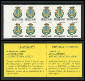 French Andorra Scott #518a SA BOOKLET COMPLETE Arms of Andorra-la-Vielle CV$12+