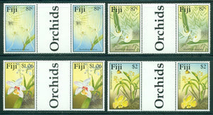 Fiji Scott #788-791 MNH GUTTER PAIRS Orchids Flowers FLORA $$