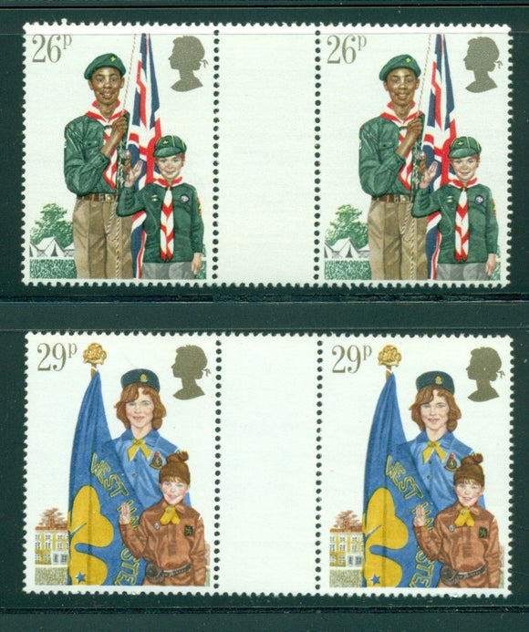 Great Britain Scott #985-986 MNH GUTTER PAIRS Boy Scouts Girl Guides $$