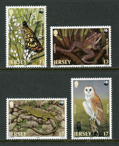 Jersey Scott #507-510 MNH WWF Butterflies Birds FAUNA CV$5+