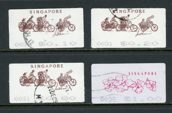 Singapore OS #8 Used FRAMA LABELS Transportation Flowers $$