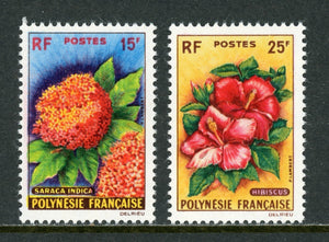 French Polynesia Scott #196-197 MH Flowers FLORA CV$39+