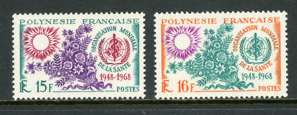 French Polynesia Scott #241-242 MNH WHO 20th ANN CV$22+