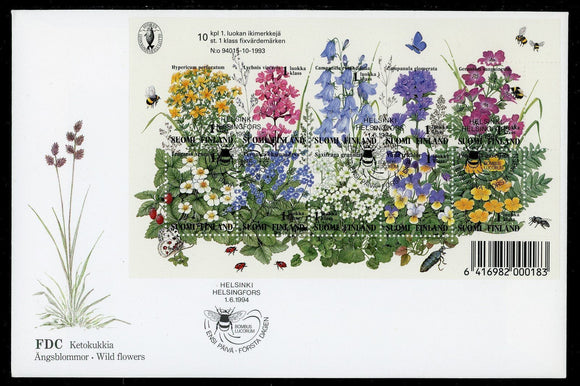 Finland Scott #941 FIRST DAY COVER Flowers Bees Insects FAUNA $$ TH-1