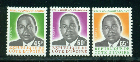 Ivory Coast Scott #417-419 MNH COIL STAMP Pres Houphouet-Boigny 45fr-65fr CV$17+