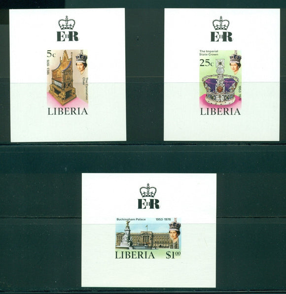 Liberia Scott #813-815 MNH DELUXE SHEETS Queen Elizabeth II Coronation 25th $$