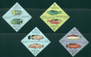 Nevis Scott #544-547 MNH PAIRS Fish FAUNA CV$6+