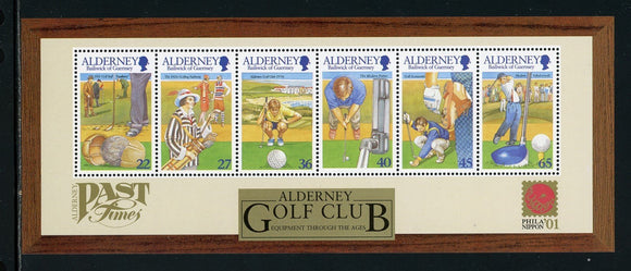 Alderney Scott #175a MNH S/S Alderney Golf Club Phila Nippon '01 CV$8+