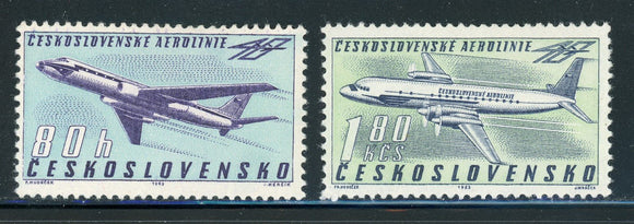 CZECHOSLOVAKIA MNH: Scott #1178-1179 40th Ann Airlines (1963) CV$2+