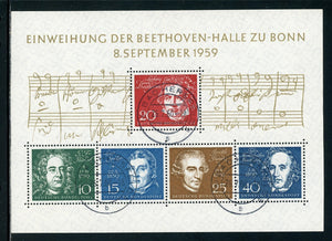 Germany Scott #804 Used S/S Beethoven Hall in Bonn CV$37+ ISH-1-1