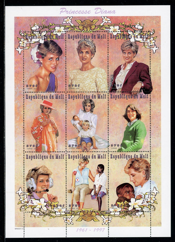 Mali Scott #912 MNH SHEET of 9 Princess Diana CV$15+ ISH-1