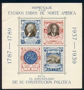 Guatemala Scott #C92 MNH S/S 150th ANN U.S. Constitution FDR CV$8+ ISH-1