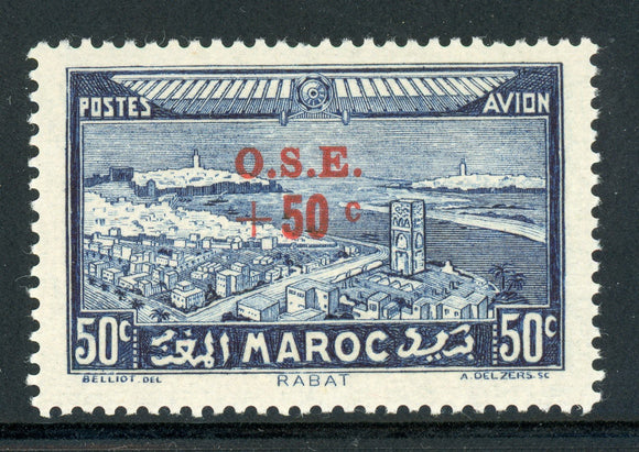 French Morocco MNH: Scott #CB12 50c+50c Dark Blue O.S.E. 1938 CV$12+
