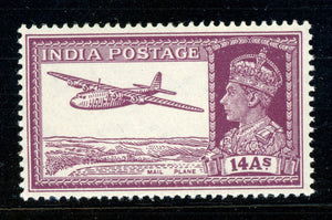 INDIA MNH: Scott #161A 14a Rose Violet KGVI Airplane CV$16++