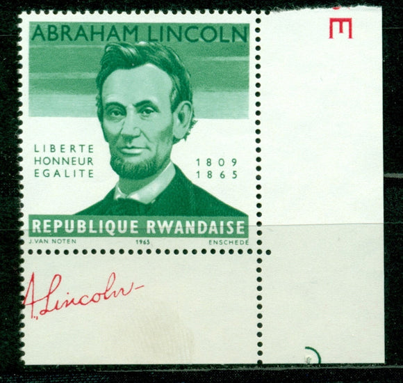 Rwanda Scott #92 MNH Abraham Lincoln MISSING VALUE ERROR $$ os1