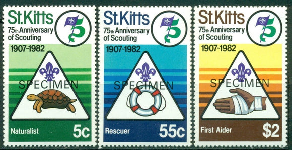 St. Kitts Scott #99-101 MNH SPECIMEN Scouting 75th ANN $$
