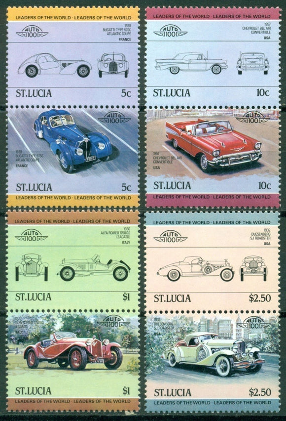 St. Lucia Scott #653-656 MNH PAIRS Automobiles Cars $$
