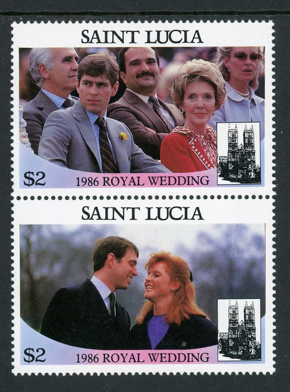 St. Lucia Scott #840 MNH PAIR Prince Andrew and Miss Ferguson Wedding $2 CV$2+