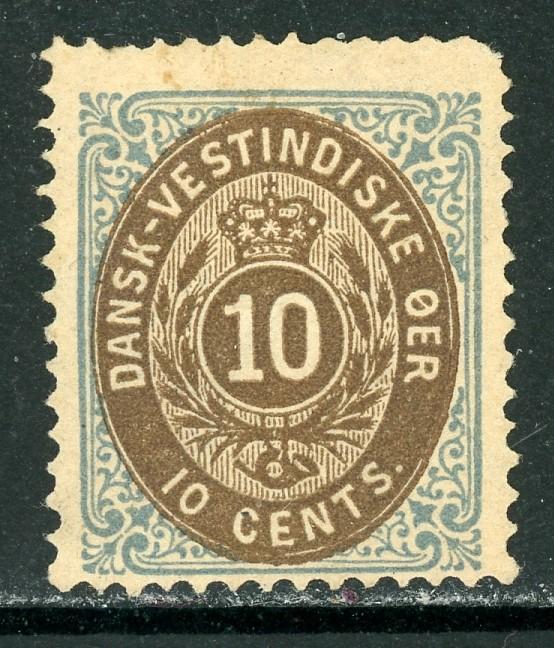 Danish West Indies Scott #10a MNG 10c blue and brn THIN PAPER $$ os1