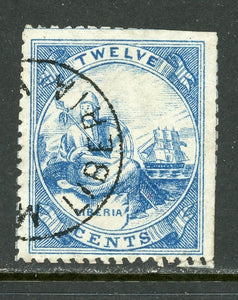 Liberia Scott #8 Used "Liberia" THIN PAPER 12c blue CV$95+