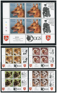 Isle of Man Scott #717-721 MNH BLOCKS w/LABELS Dogs FAUNA CV$23+