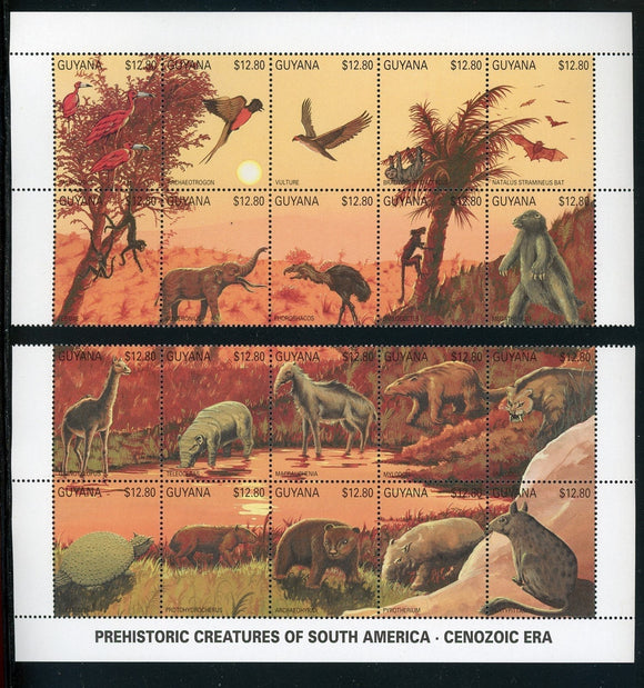 Guyana Scott #2378 MNH SHEET of 2Prehistoric Animals CV$15+ TH-1-1