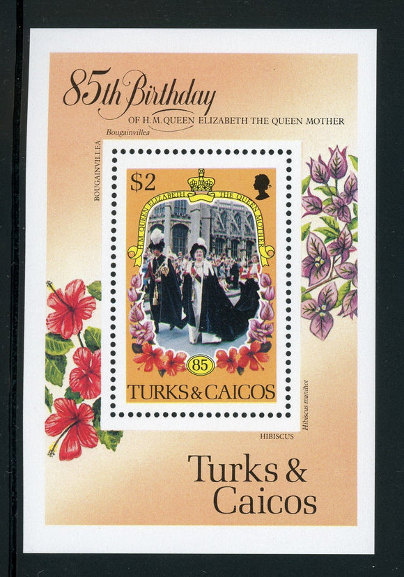 Turks & Caicos Islands Scott #679 MNH S/S Queen Mother 85th B 'Day CV$4+