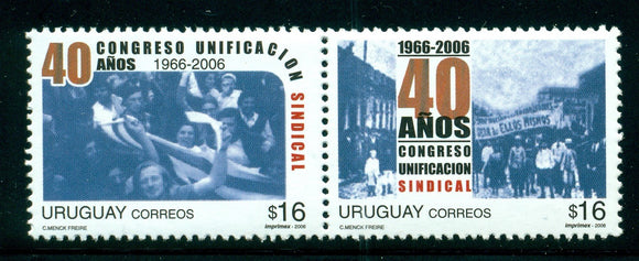 Uruguay Scott #2166 MNH PAIR Syndical Unification Congress CV$5+
