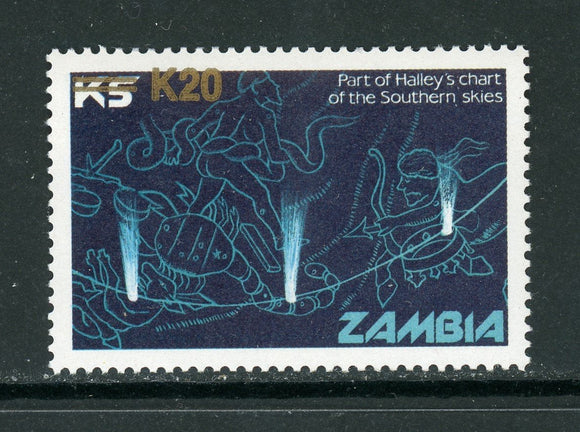 Zambia Scott #416 MNH Edmond Halley and his Comet 20k 0n 5k CV$6+