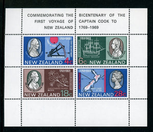 New Zealand Scott #434a MNH S/S Capt. Cook's Landing 200th ANN CV$18+