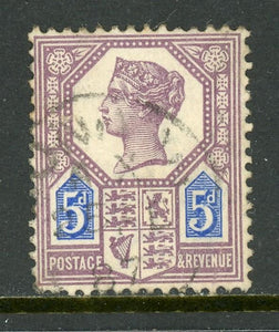Great Britain Scott #118a USED Queen Victoria 5p lil & blk TYPE I CV$125+ ISH-1