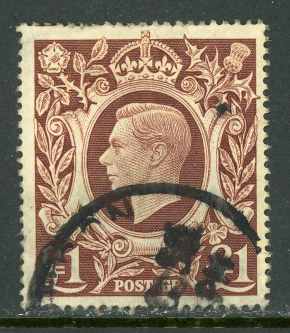Great Britain Scott #275 USED King George VI 1£ red brown CV$20+ ISH-1