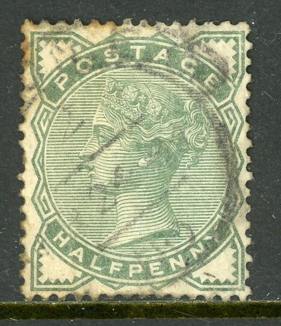 Great Britain Scott #78 USED Queen Victoria ½p deep green CV$13+ ISH-2