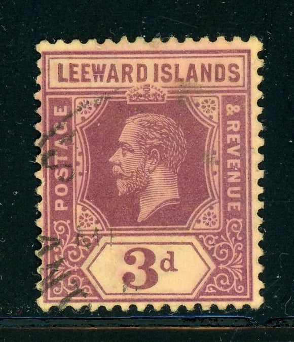 Leeward Islands Scott #51 USED King George V 3p viol, yellow CV$26+ ISH-1-1
