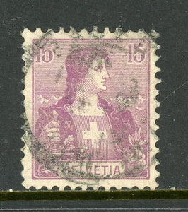 Switzerland Scott #131 USED Helvetia 15c red violet CV$20+ ISH-2