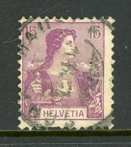 Switzerland Scott #131 USED Helvetia 15c red violet CV$20+ ISH-4