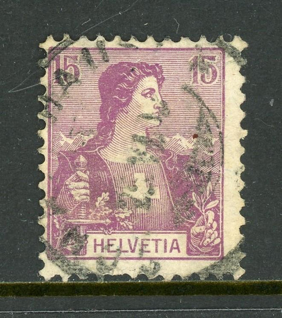 Switzerland Scott #131 USED Helvetia 15c red violet CV$20+ ISH-4