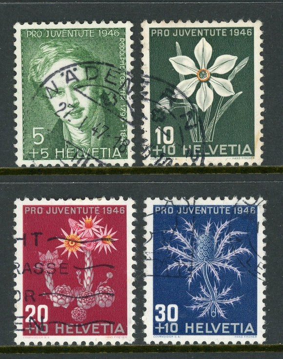 Switzerland Scott #B158-B161 USED Toepffer and Flowers Flora CV$6+ ISH-1