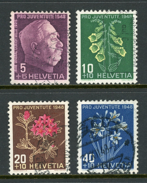 Switzerland Scott #B179-B182 USED Ulrich Wille and Flowers FLORA CV$5+ ISH-1