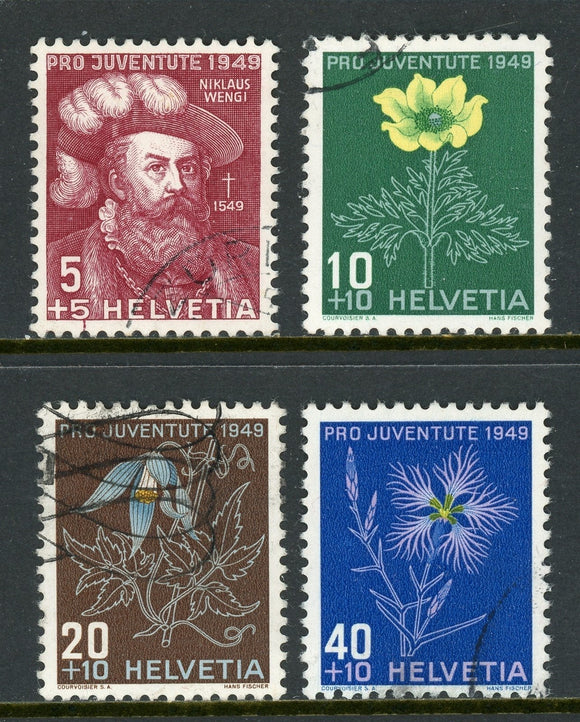 Switzerland Scott #B187-B190 USED Niklaus Wengi and Flowers FLORA CV$5+ ISH-1