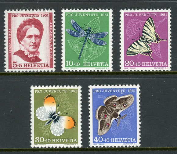 Switzerland Scott #B207-B211 MH Johana Spyri and Butterflies FAUNA CV$5+ ISH-1