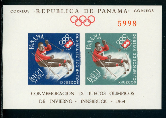Panama Scott #447Gh IMPERF MNH S/S OLYMPICS 1964 Innsbruck Michel BL #15 CV$17+