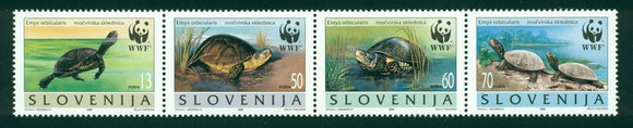 Slovenia Scott #247 MNH STRIP of 4 World Wildlife Fund WWF Turtles FAUNA CV$3+