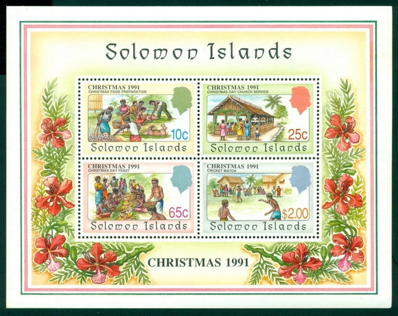Solomon Islands Scott #702a MNH SHEET of 4 Christmas 1991 CV$9+